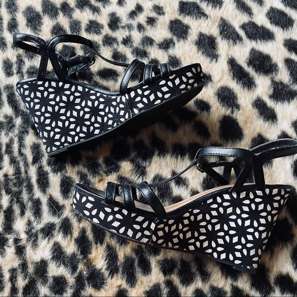 Maurices black wedge sandals